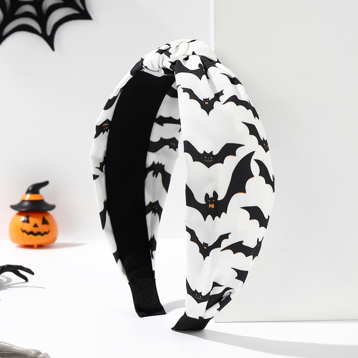 Wholesale Fabric Skull Pumpkin Knotted Wide Brim Headband
